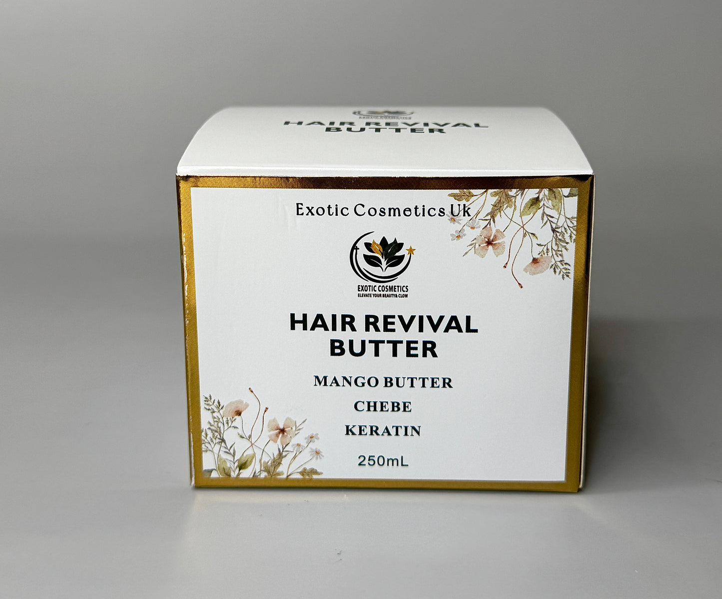 Exotic Cosmetics-Hair Revival Butter -with Mango Butter Chebe Keratin Shea Butter Rosemary Horsetail Cloves Herbal Infusion for Hair Growth Nutrition 250mL Haircare