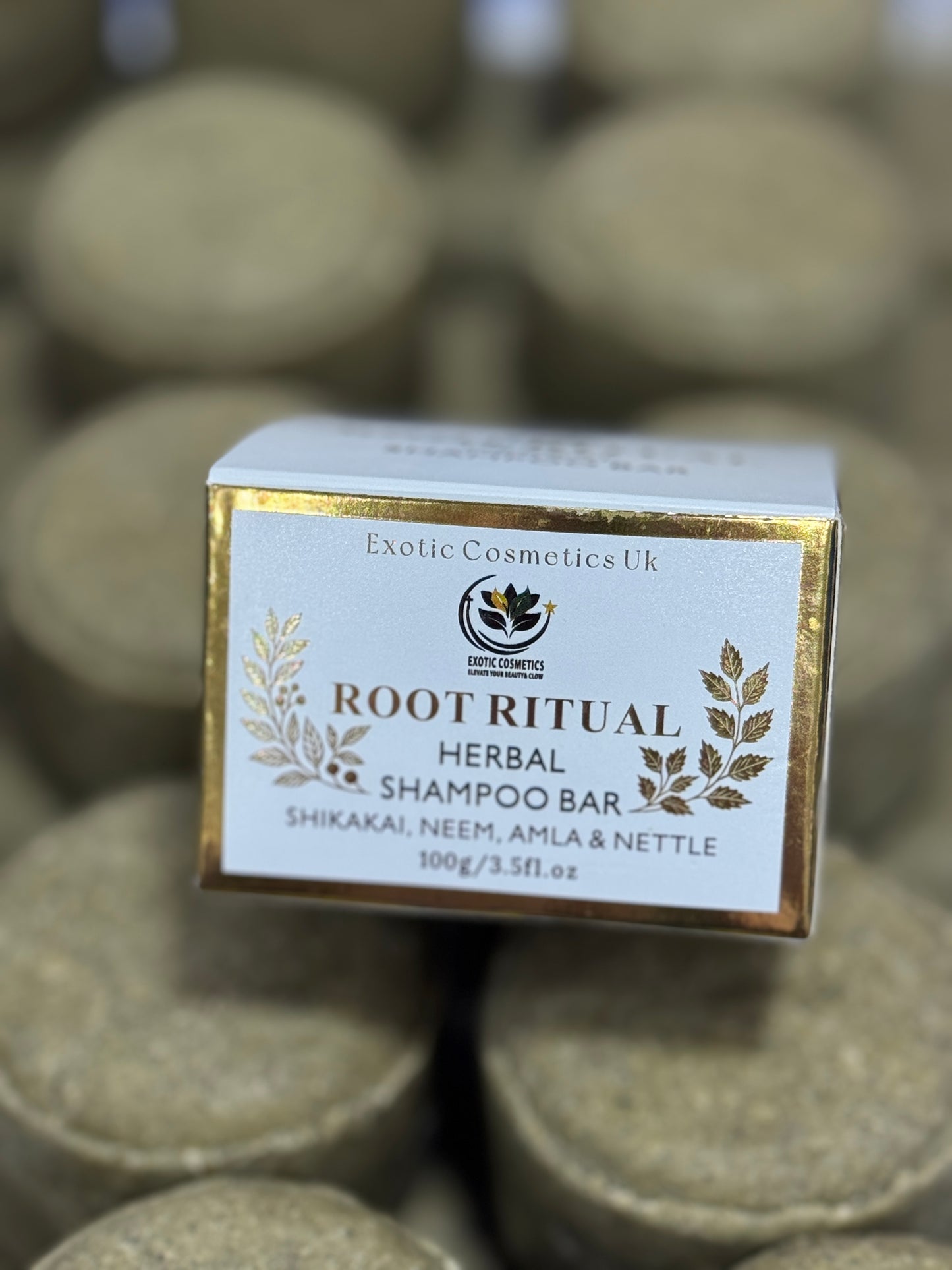 Root Ritual Herbal Shampoo Bar with Shikakai Neem Amla Nettle & Cocoa Butter Natural Silicone Sulphate Free Haircare Growth Cleansing Nourishing Handmade in the UK