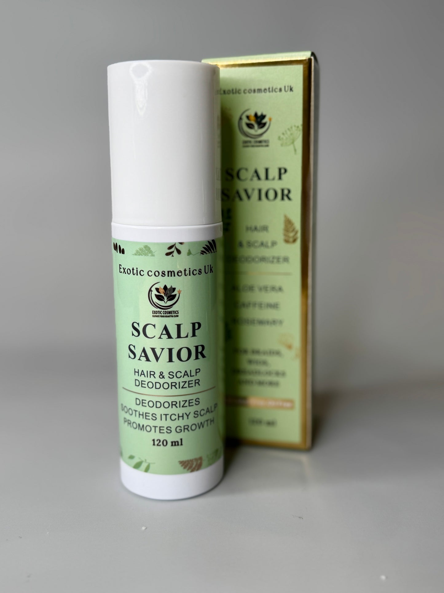 Exotic Cosmetics -Scalp Savior - HaircareHair and Scalp Deodorizer Spray for Braids Wigs Dreadlocks with Aloe Vera Caffeine Rosemary Hydrosol for Hair Growth Scalp Refreshing Anti Itching Odour Eliminating 120ml