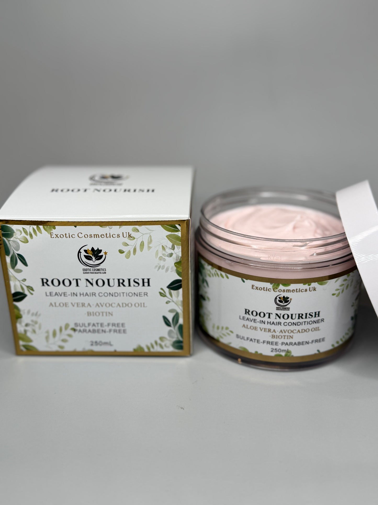 Exotic Cosmetics-Root Nourish-  HaircareLeave-in Hair Conditioner with Aloe Vera Avocado Oil & Biotin for Deep Conditioning Hair Growth Detangling Curl Defining 250ml