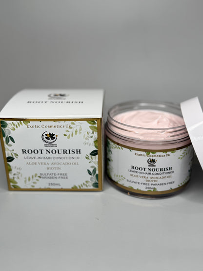 Exotic Cosmetics-Root Nourish-  HaircareLeave-in Hair Conditioner with Aloe Vera Avocado Oil & Biotin for Deep Conditioning Hair Growth Detangling Curl Defining 250ml