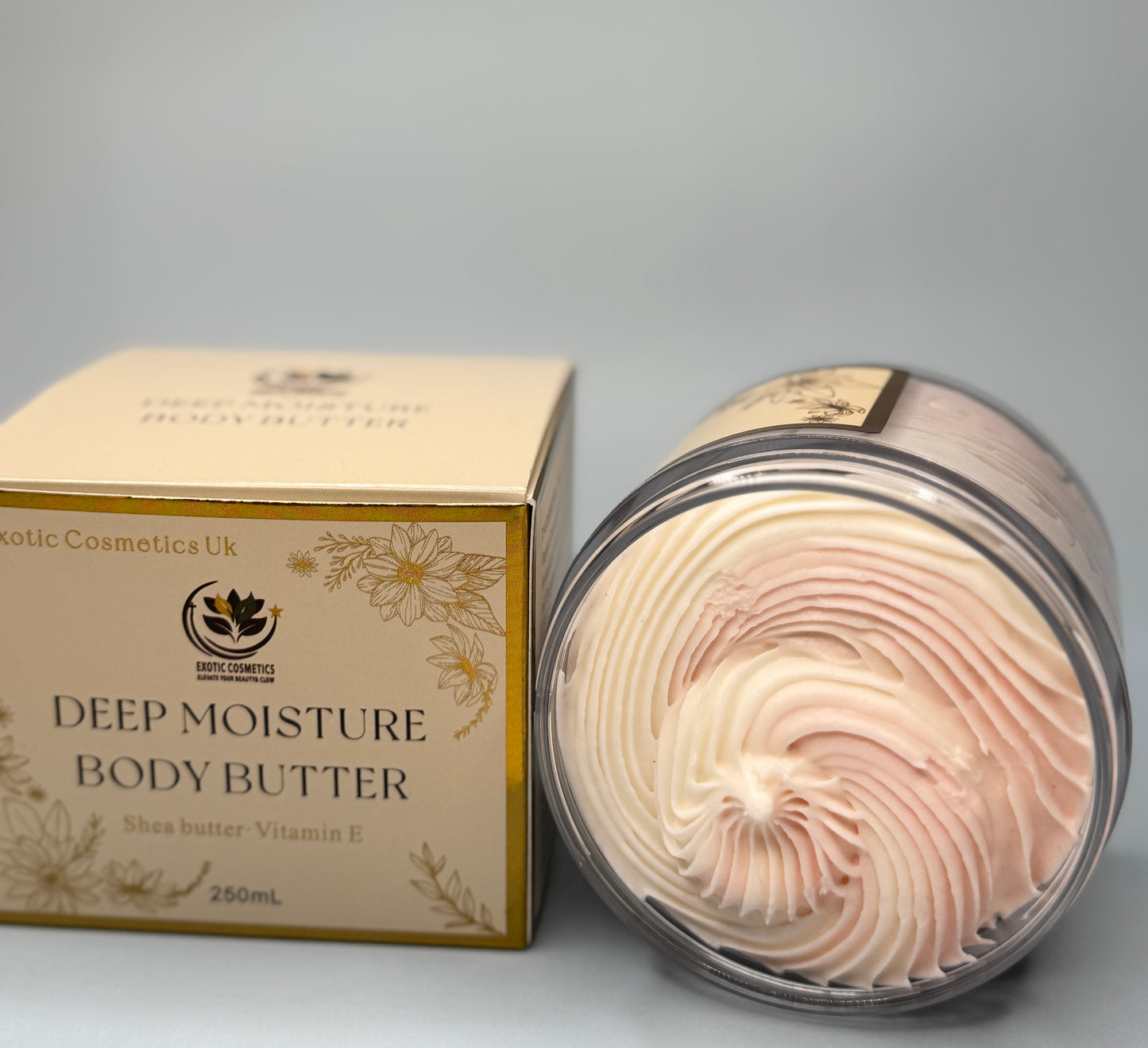 Exotic Cosmetics Deep Moisture Body Butter with shea butter calendula extract vitamin E oil jojoba oil  Moisturizer Organic Hydrating Skin Repair 250ml