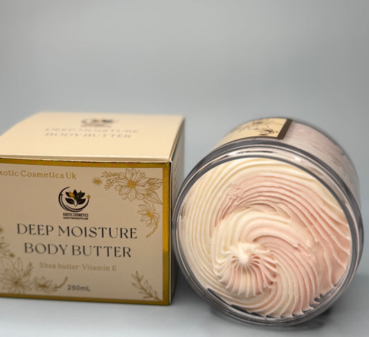 Exotic Cosmetics Deep Moisture Body Butter with shea butter calendula extract vitamin E oil jojoba oil  Moisturizer Organic Hydrating Skin Repair 250ml