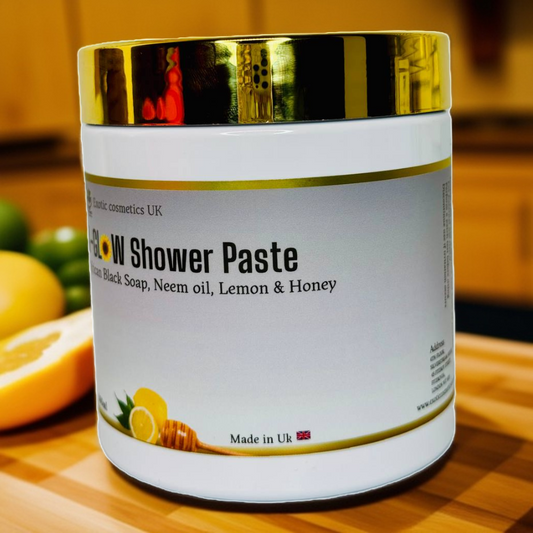 X-Glow Shower Paste with African Black Soap, Honey, Neem oil, Lemon for skin brightening B/S