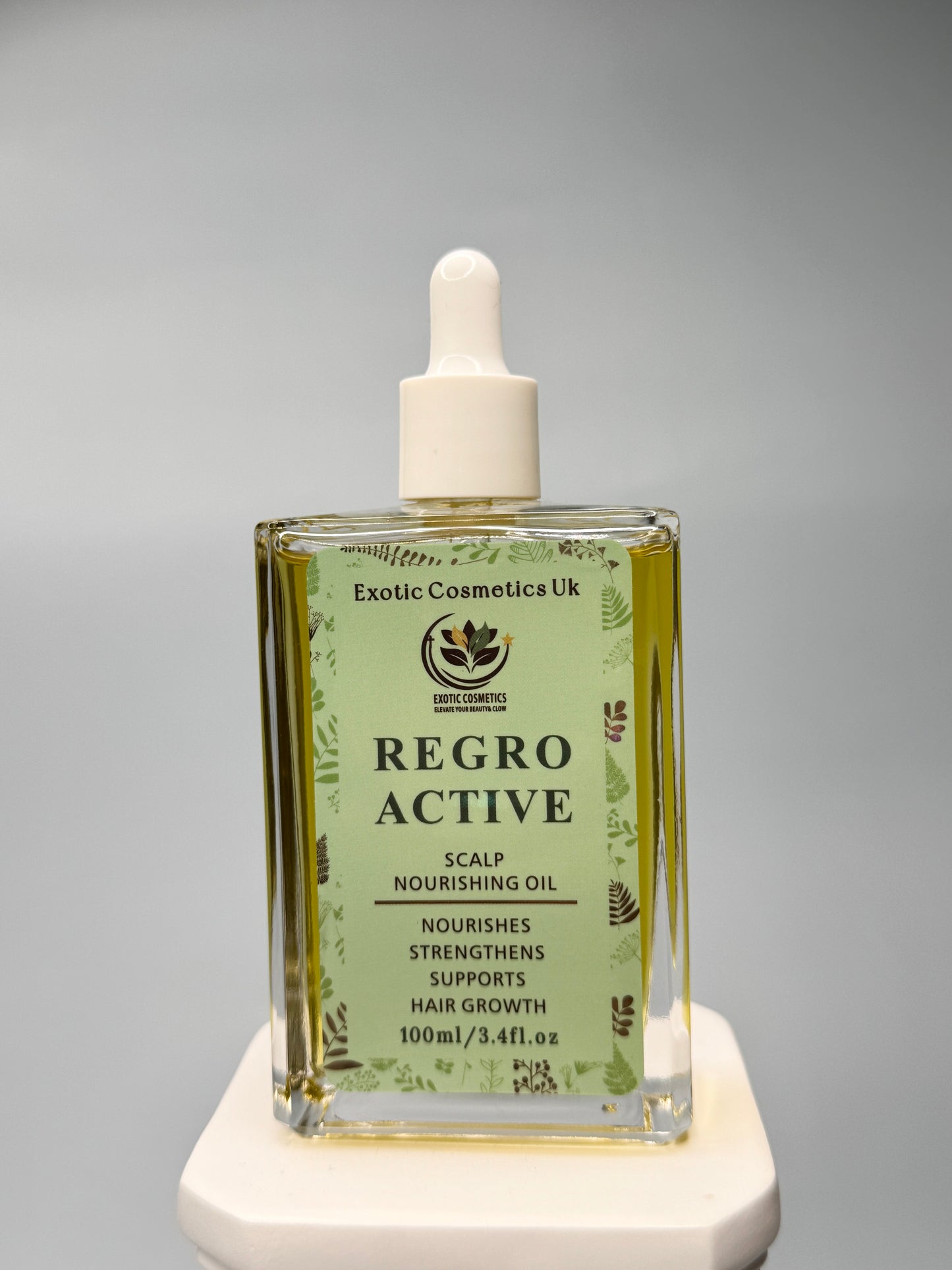 Exotic Cosmetics UK -Retro Active -Herbal Ayurvedic Hair Growth Oil 100ml Nourishes Strengthens Scalp Supports Hair Growth Rosemary Nettle Amla Fenugreek Cloves Shikakai Haircare Avocado Nourishing Jojoba Argan