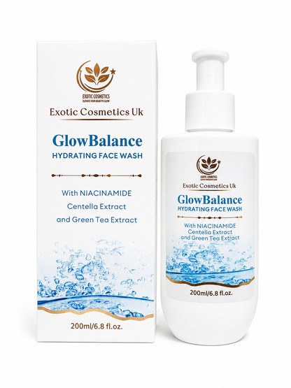 Exotic Cosmetics GlowBalance Hydrating Face Wash with Niacinamide Gree Tea & Centella Extract for Dry Skin Brightening 200ml Facial Facial Cleansing Hydrate Cleanser Moisture Moisturizer Moisturizing