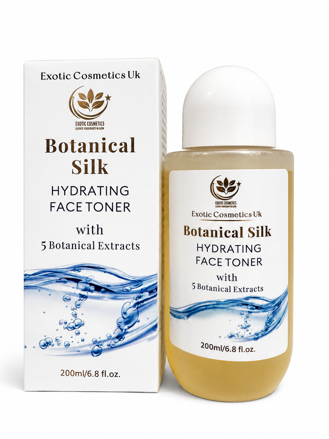Exotic Cosmetics Botanical Silk Hydrating Face Toner with Centella Calendula Oats Licorice Green Tea Extract for dry skin Dewy skin Mature skin Plump skin 200ml
