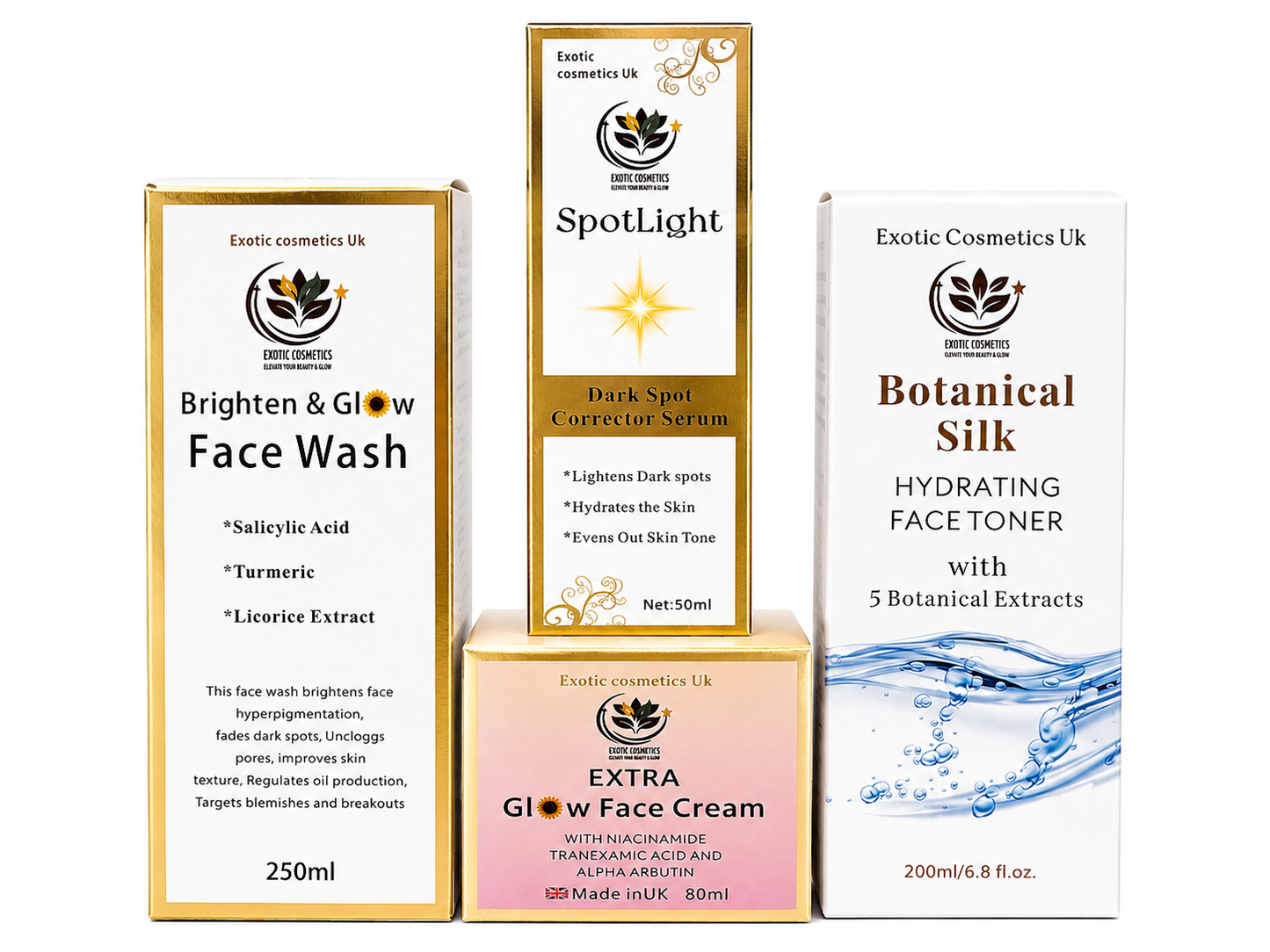 HYDRATION EDITION Caramel Skin Acne Prone Facial Care Bundle - 4in1 Face Wash, , Hydrating face toner,  Moisturizer Dark Spot Corrector, Serum, Extra Glow Face Cream - Skincare, Comfort Cleanser Skincare Salicylic Moisturizing Cleansing Set Turmeric