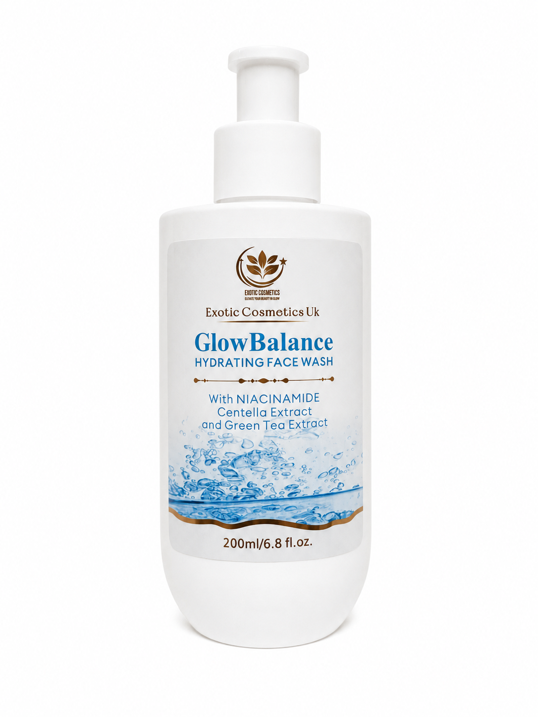 Exotic Cosmetics GlowBalance Hydrating Face Wash with Niacinamide Gree Tea & Centella Extract for Dry Skin Brightening 200ml Facial Facial Cleansing Hydrate Cleanser Moisture Moisturizer Moisturizing