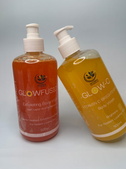 2 For Less Papaya Lactic Acid Exfoliating Body Wash and Vitamin C Niacinamide Turmeric Body Wash shower gel bundle