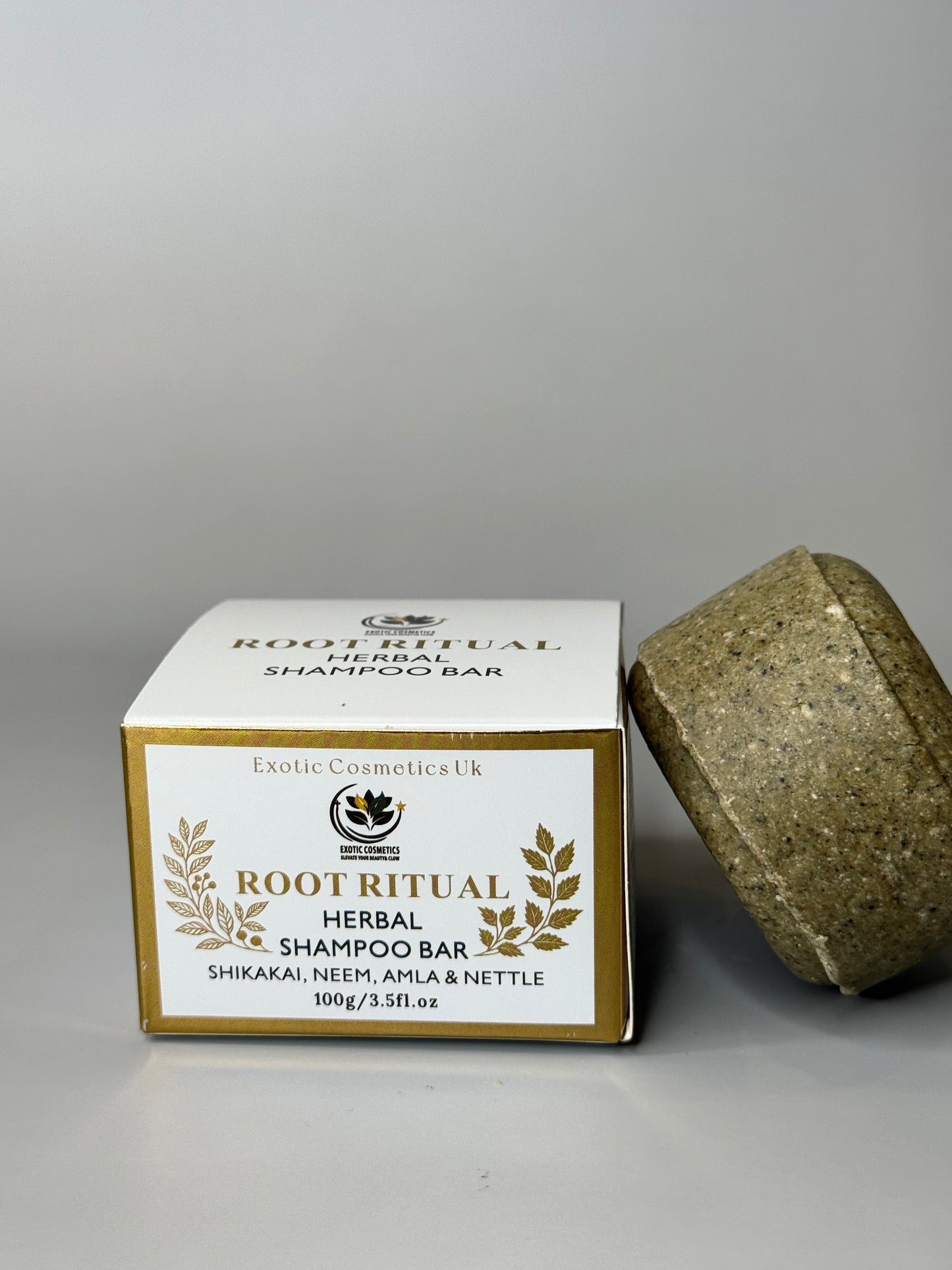 Root Ritual Herbal Shampoo Bar with Shikakai Neem Amla Nettle & Cocoa Butter Natural Silicone Sulphate Free Haircare Growth Cleansing Nourishing Handmade in the UK