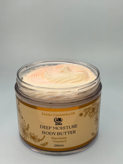 Exotic Cosmetics Deep Moisture Body Butter with shea butter calendula extract vitamin E oil jojoba oil  Moisturizer Organic Hydrating Skin Repair 250ml