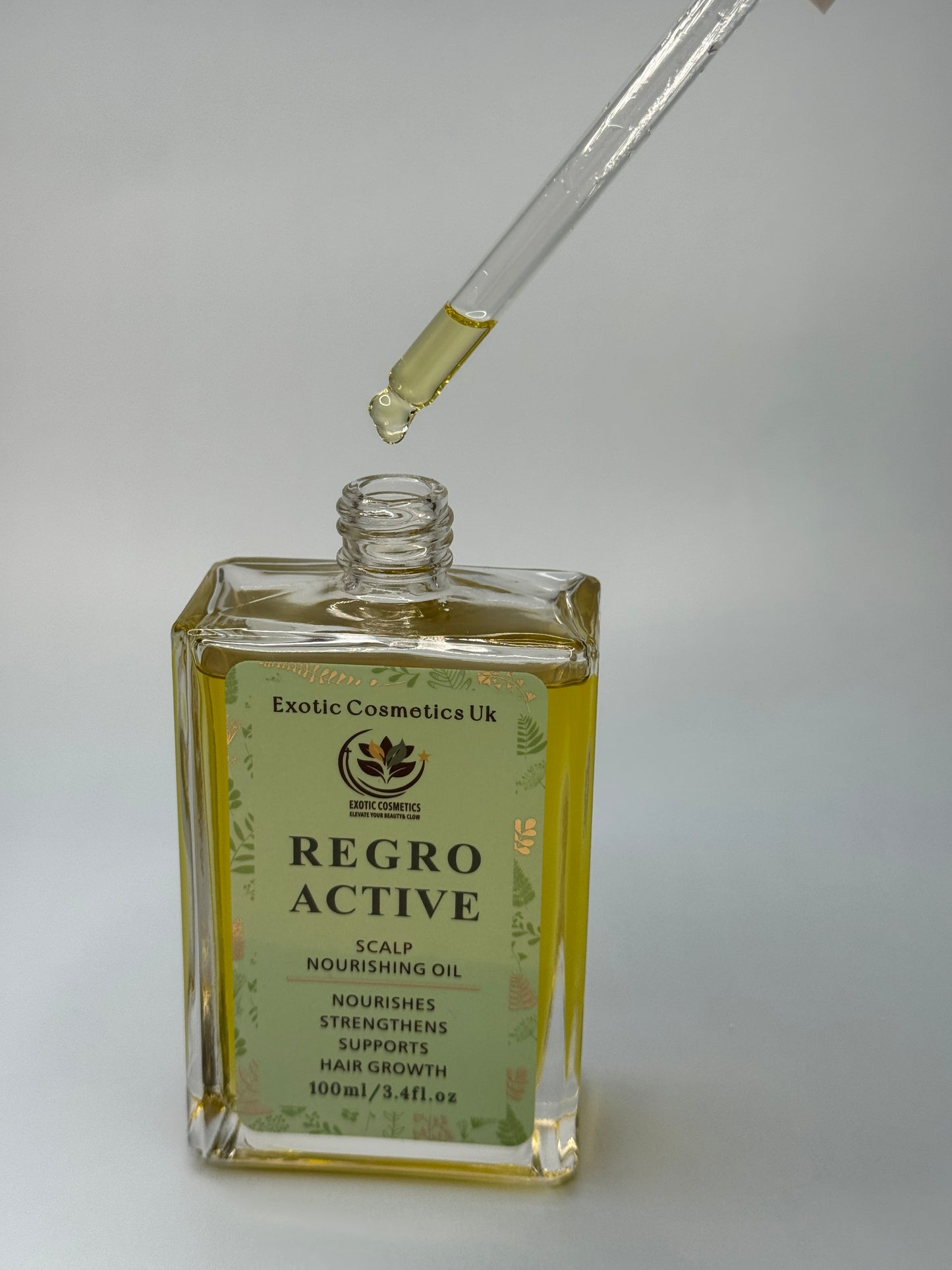 Exotic Cosmetics UK -Retro Active -Herbal Ayurvedic Hair Growth Oil 100ml Nourishes Strengthens Scalp Supports Hair Growth Rosemary Nettle Amla Fenugreek Cloves Shikakai Haircare Avocado Nourishing Jojoba Argan