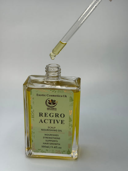 Exotic Cosmetics UK -Retro Active -Herbal Ayurvedic Hair Growth Oil 100ml Nourishes Strengthens Scalp Supports Hair Growth Rosemary Nettle Amla Fenugreek Cloves Shikakai Haircare Avocado Nourishing Jojoba Argan