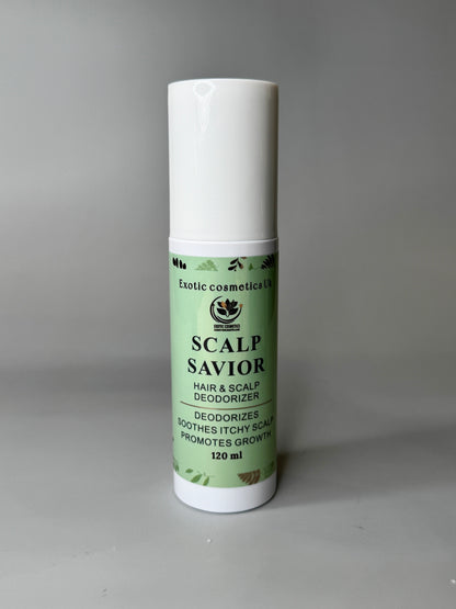Exotic Cosmetics -Scalp Savior - HaircareHair and Scalp Deodorizer Spray for Braids Wigs Dreadlocks with Aloe Vera Caffeine Rosemary Hydrosol for Hair Growth Scalp Refreshing Anti Itching Odour Eliminating 120ml