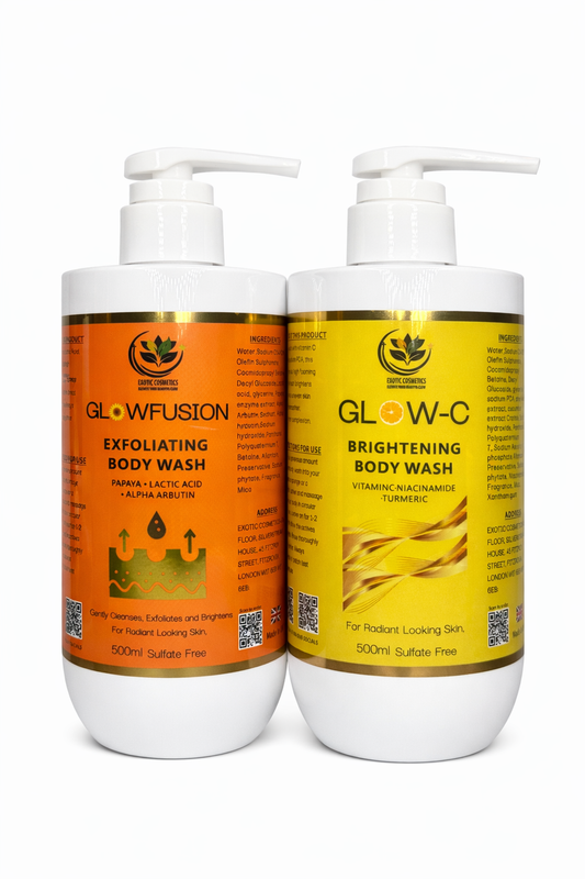 2 For Less Papaya Lactic Acid Exfoliating Body Wash and Vitamin C Niacinamide Turmeric Body Wash shower gel bundle