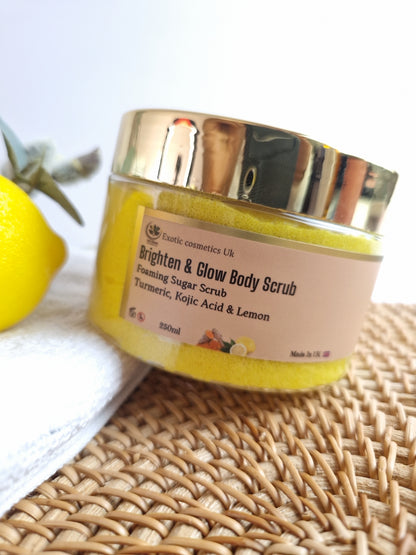 Turmeric Kojic Acid Lemon foaming Sugar Scrub For Hyperpigmentation