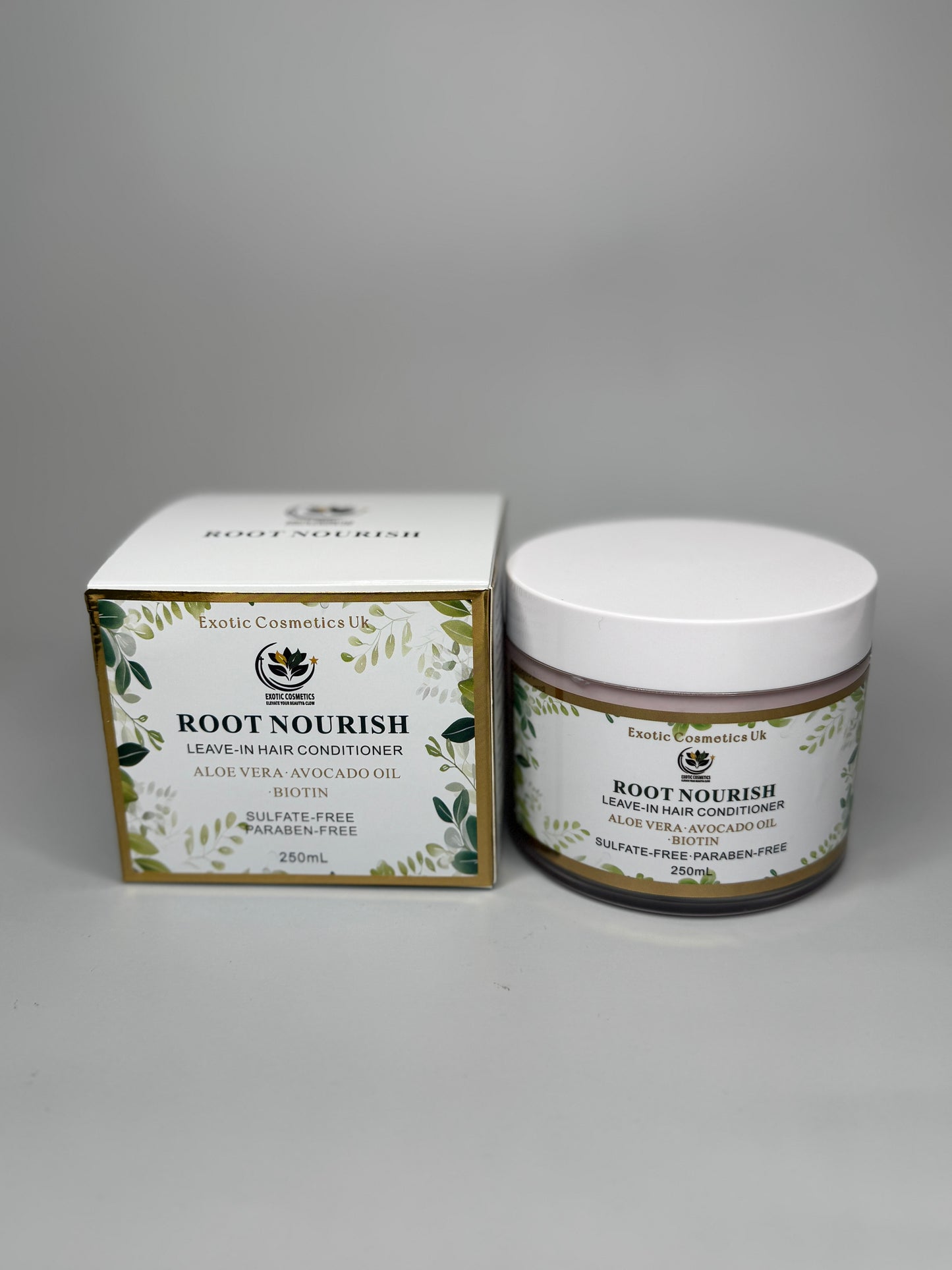 Exotic Cosmetics-Root Nourish-  HaircareLeave-in Hair Conditioner with Aloe Vera Avocado Oil & Biotin for Deep Conditioning Hair Growth Detangling Curl Defining 250ml