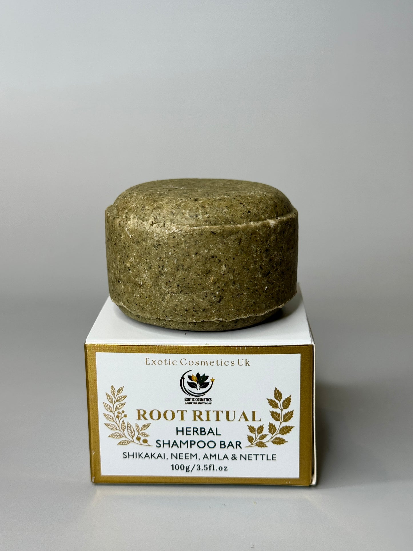 Root Ritual Herbal Shampoo Bar with Shikakai Neem Amla Nettle & Cocoa Butter Natural Silicone Sulphate Free Haircare Growth Cleansing Nourishing Handmade in the UK