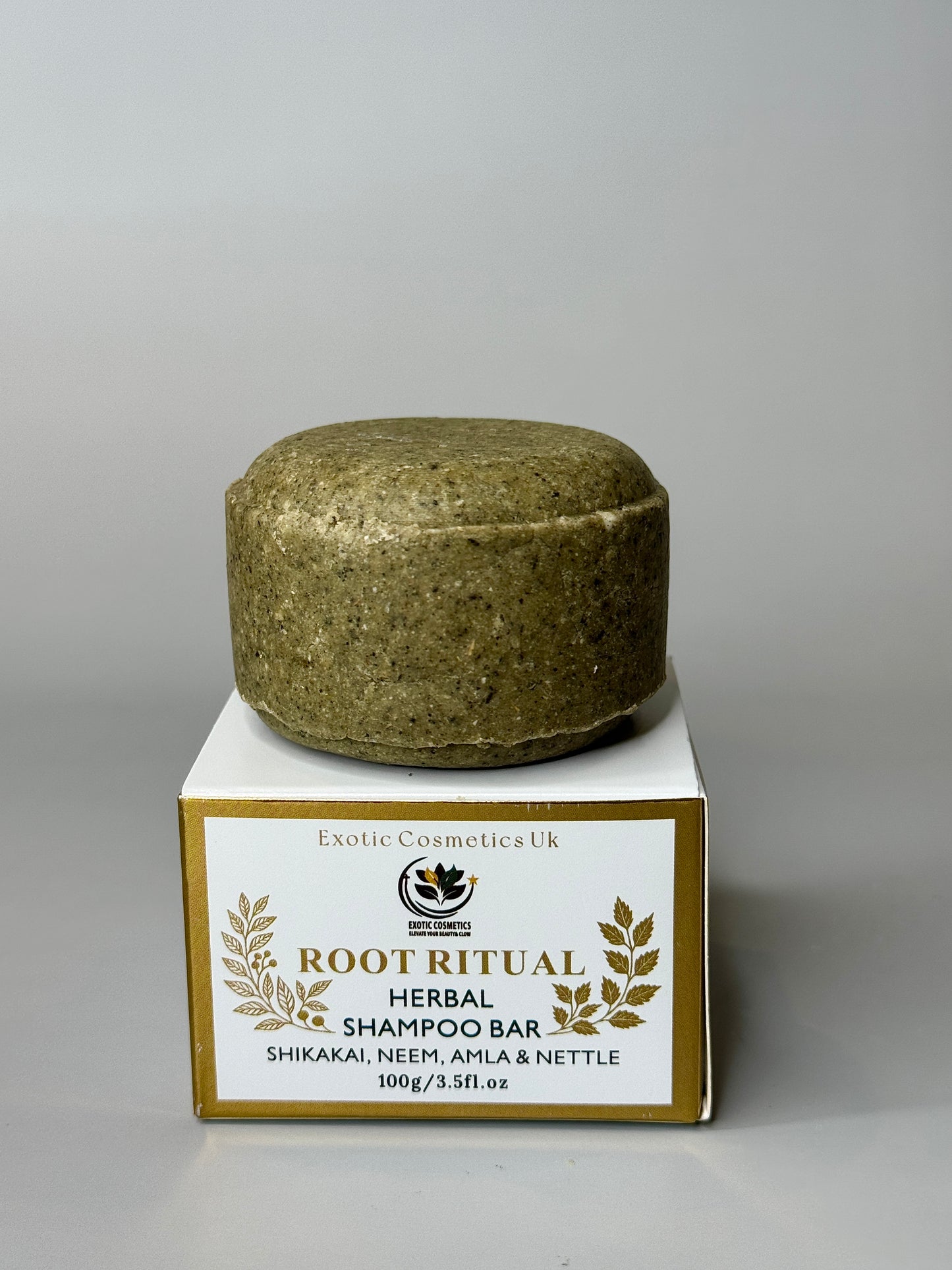 Root Ritual Herbal Shampoo Bar with Shikakai Neem Amla Nettle & Cocoa Butter Natural Silicone Sulphate Free Haircare Growth Cleansing Nourishing Handmade in the UK