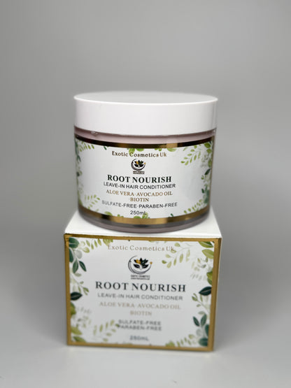 Exotic Cosmetics-Root Nourish-  HaircareLeave-in Hair Conditioner with Aloe Vera Avocado Oil & Biotin for Deep Conditioning Hair Growth Detangling Curl Defining 250ml