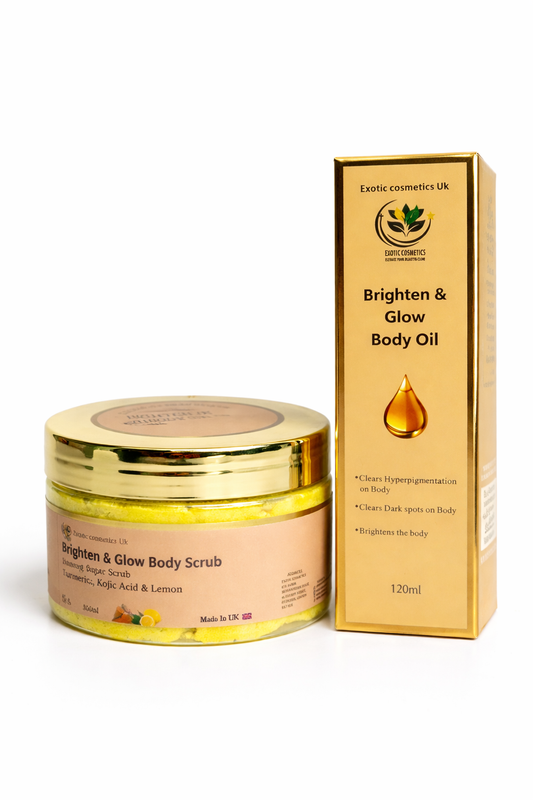 Glass Skin Combo with Turmeric Kojic Lemon Scrub and Brighten and Glow Body Oil