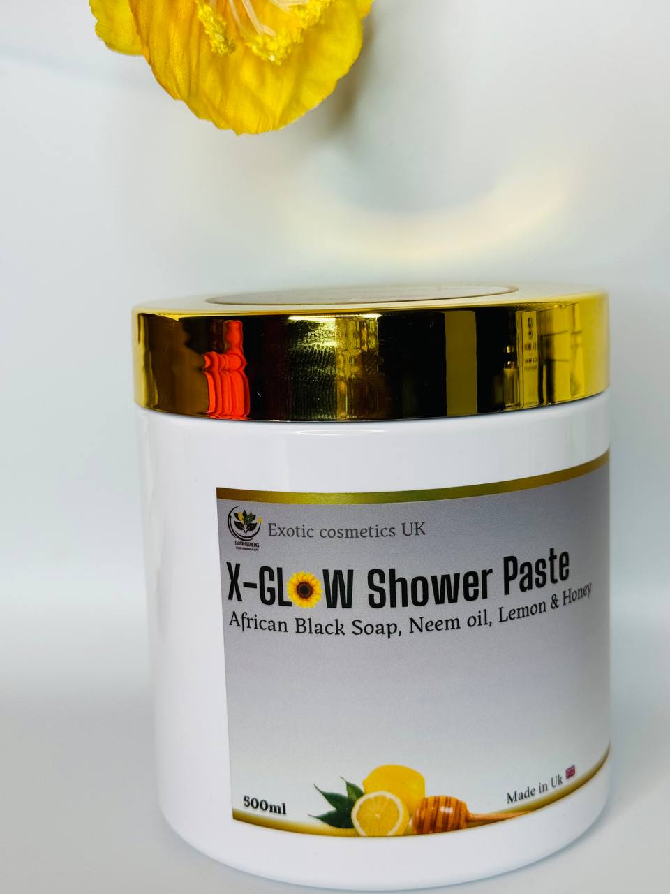 X-Glow Shower Paste with African Black Soap, Honey, Neem oil, Lemon for skin brightening B/S