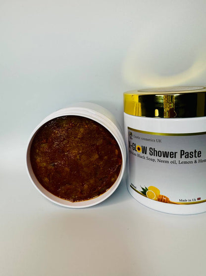 X-Glow Shower Paste with African Black Soap, Honey, Neem oil, Lemon for skin brightening B/S