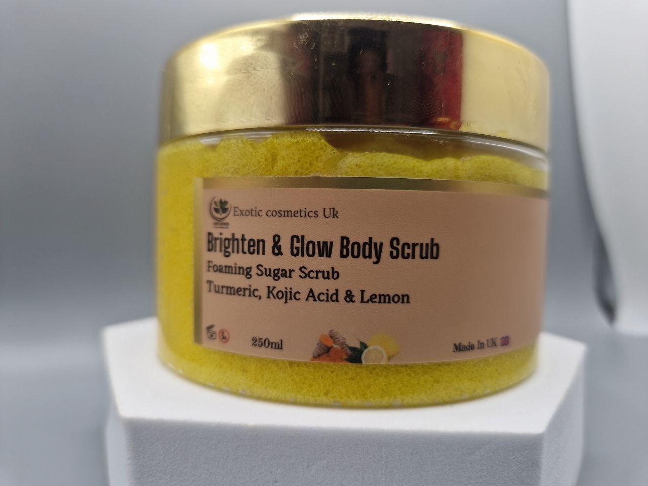 Turmeric Kojic Acid Lemon foaming Sugar Scrub For Hyperpigmentation