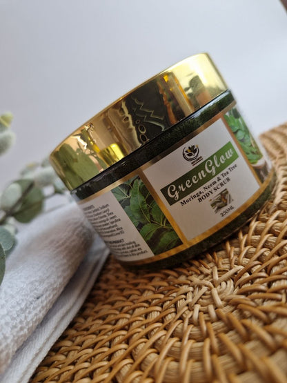 GreenGlow Moringa, Neem and Tea Tree Body scrub for Body healing Herbal body Scrub for Eczema Acne Stretch marks
