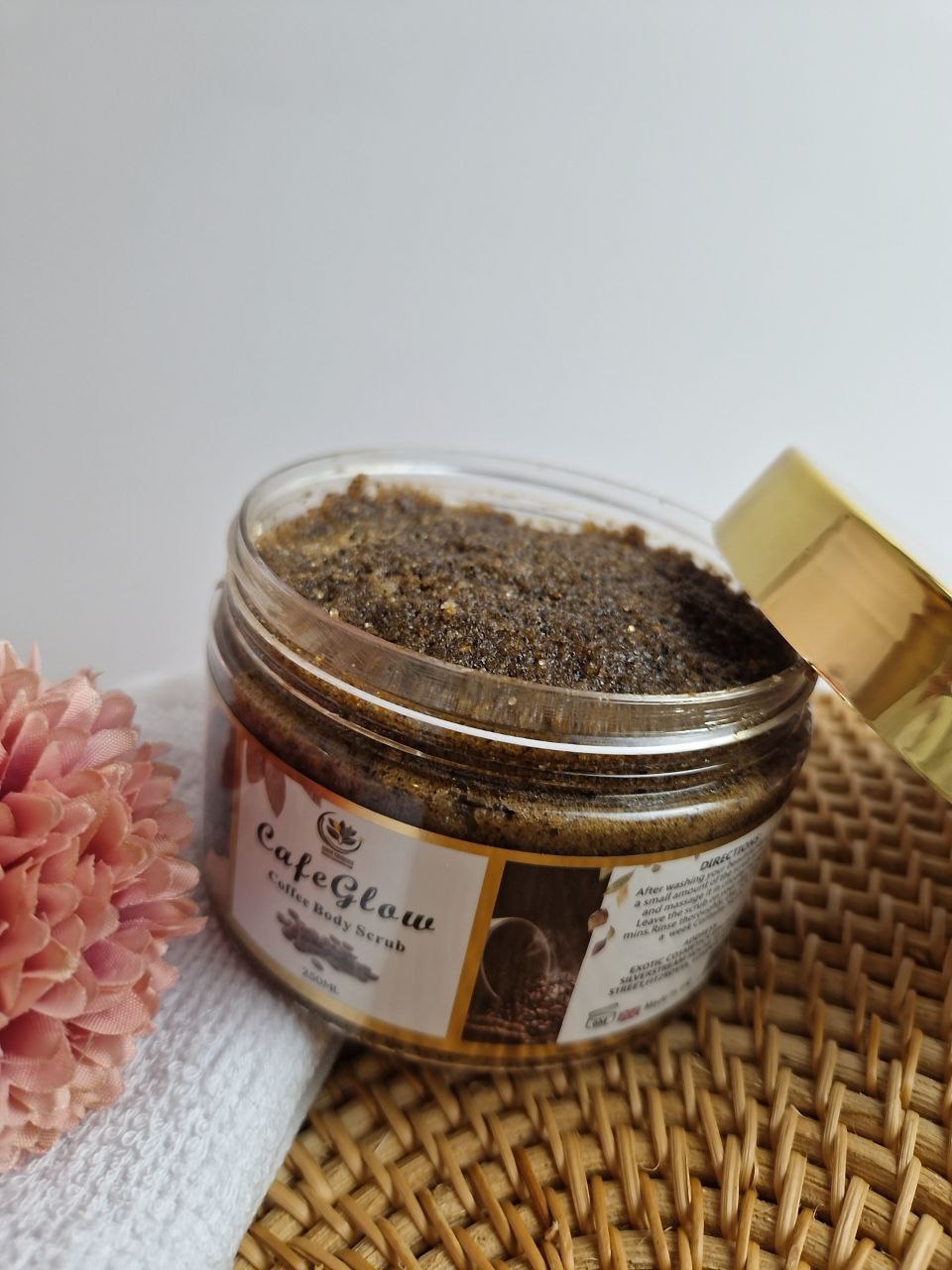 CAFEGLOW COFFEE  BODY SCRUB FOR CELLULITE ANTI AGING SKIN TIGHTENING BEAUTY