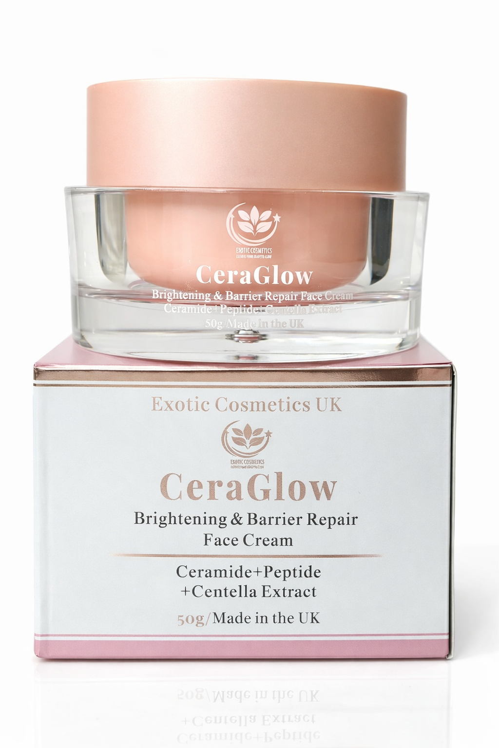 Exotic Cosmetics CeraGlow Brightening & Barrier Repair Face Cream with Ceramides Peptides Centella Extract for Sensitive Skin Hydrating Day Moisturizer - Makeup Moisture Moisturizing 50ml