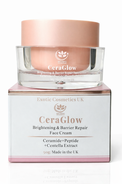 Exotic Cosmetics CeraGlow Brightening & Barrier Repair Face Cream with Ceramides Peptides Centella Extract for Sensitive Skin Hydrating Day Moisturizer - Makeup Moisture Moisturizing 50ml