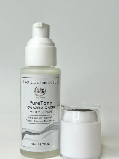 Exotic Cosmetics Azelaic Acid 10% Milky Face Serum for Hyperpigmentation Acne Dark Spots Brightening Glowing Skin Anti-Aging Blemish Control Sunburn Malasma 50ml Male and female