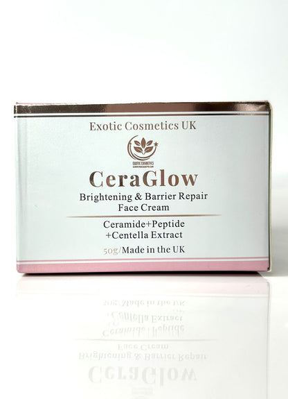 Exotic Cosmetics CeraGlow Brightening & Barrier Repair Face Cream with Ceramides Peptides Centella Extract for Sensitive Skin Hydrating Day Moisturizer - Makeup Moisture Moisturizing 50ml