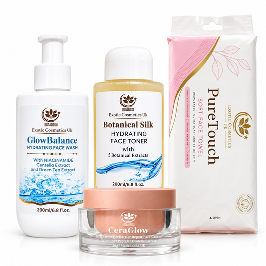 Barrier Repair and Sensitive Skin  Face Care Bundle 4in1 with Face wash with Niacinamide  face toner with Green Tea Barrier Repair Face Cream with Ceramides Disposable Face Towels pack Sensitive skin Broken skin redness repair hyperpigmentation acne