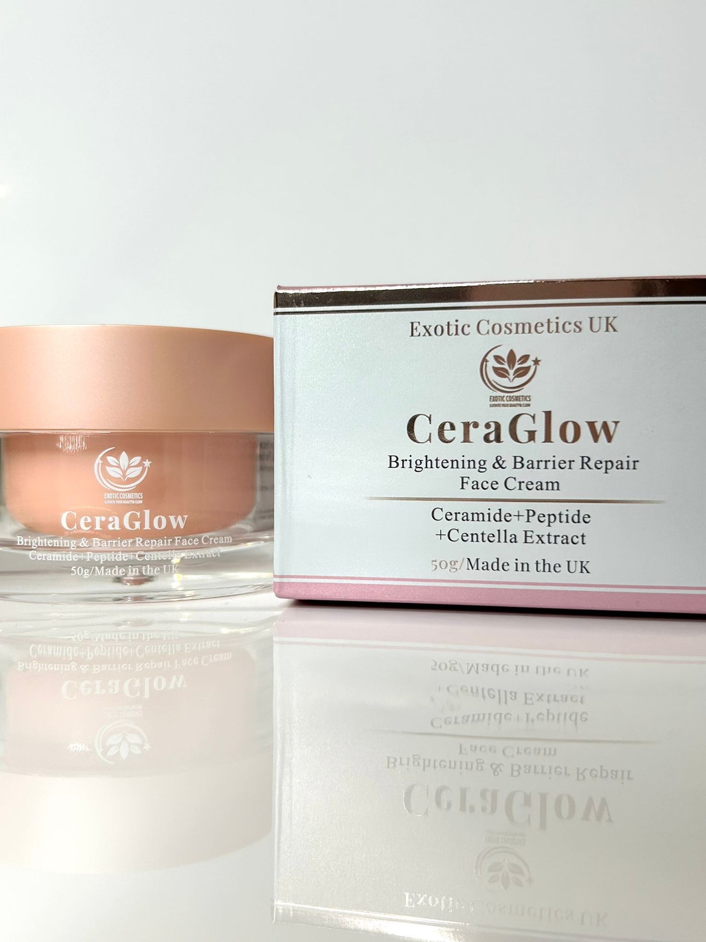 Exotic Cosmetics CeraGlow Brightening & Barrier Repair Face Cream with Ceramides Peptides Centella Extract for Sensitive Skin Hydrating Day Moisturizer - Makeup Moisture Moisturizing 50ml