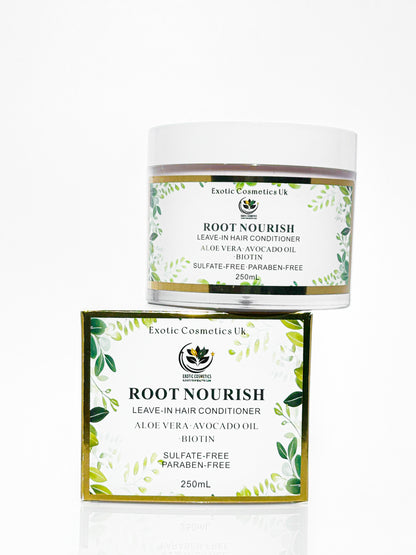 Exotic Cosmetics-Root Nourish-  HaircareLeave-in Hair Conditioner with Aloe Vera Avocado Oil & Biotin for Deep Conditioning Hair Growth Detangling Curl Defining 250ml