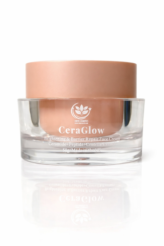 Exotic Cosmetics CeraGlow Brightening & Barrier Repair Face Cream with Ceramides Peptides Centella Extract for Sensitive Skin Hydrating Day Moisturizer - Makeup Moisture Moisturizing 50ml