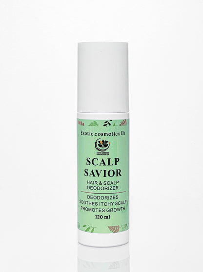 Exotic Cosmetics -Scalp Savior - HaircareHair and Scalp Deodorizer Spray for Braids Wigs Dreadlocks with Aloe Vera Caffeine Rosemary Hydrosol for Hair Growth Scalp Refreshing Anti Itching Odour Eliminating 120ml