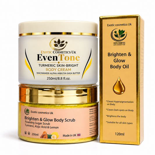 Skin-Bright Body set 3in1 Body Scrub Body Oil Body Cream Skin brightening bundle hyperpigmentation clearing set
