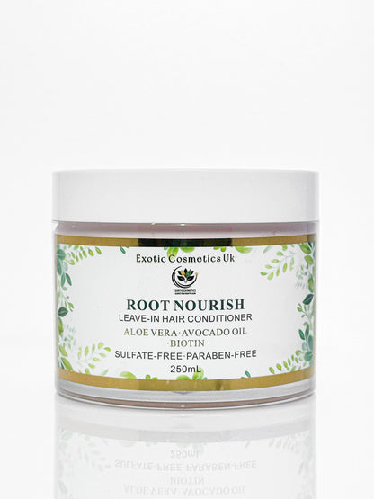 Exotic Cosmetics-Root Nourish-  HaircareLeave-in Hair Conditioner with Aloe Vera Avocado Oil & Biotin for Deep Conditioning Hair Growth Detangling Curl Defining 250ml