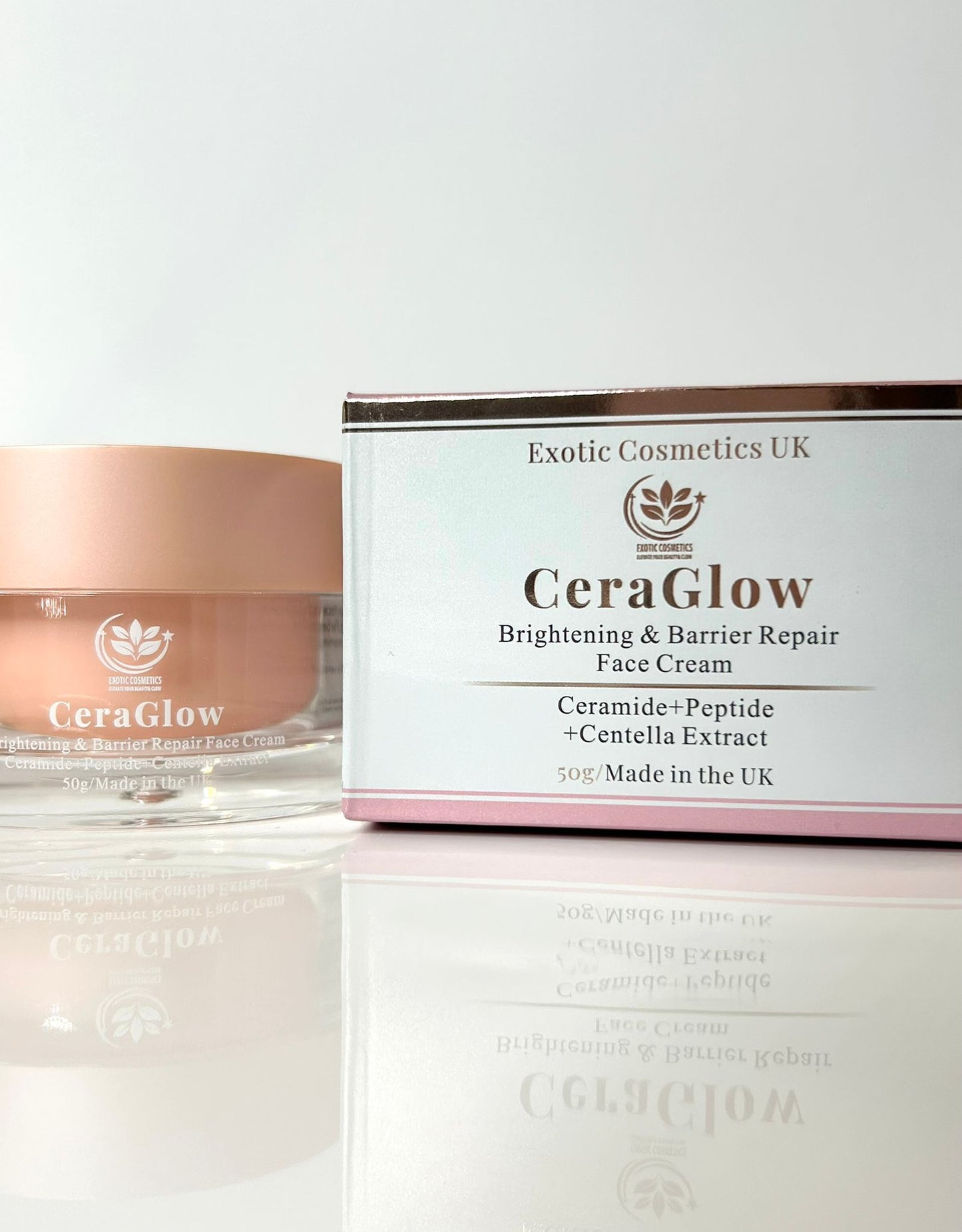 Exotic Cosmetics CeraGlow Brightening & Barrier Repair Face Cream with Ceramides Peptides Centella Extract for Sensitive Skin Hydrating Day Moisturizer - Makeup Moisture Moisturizing 50ml
